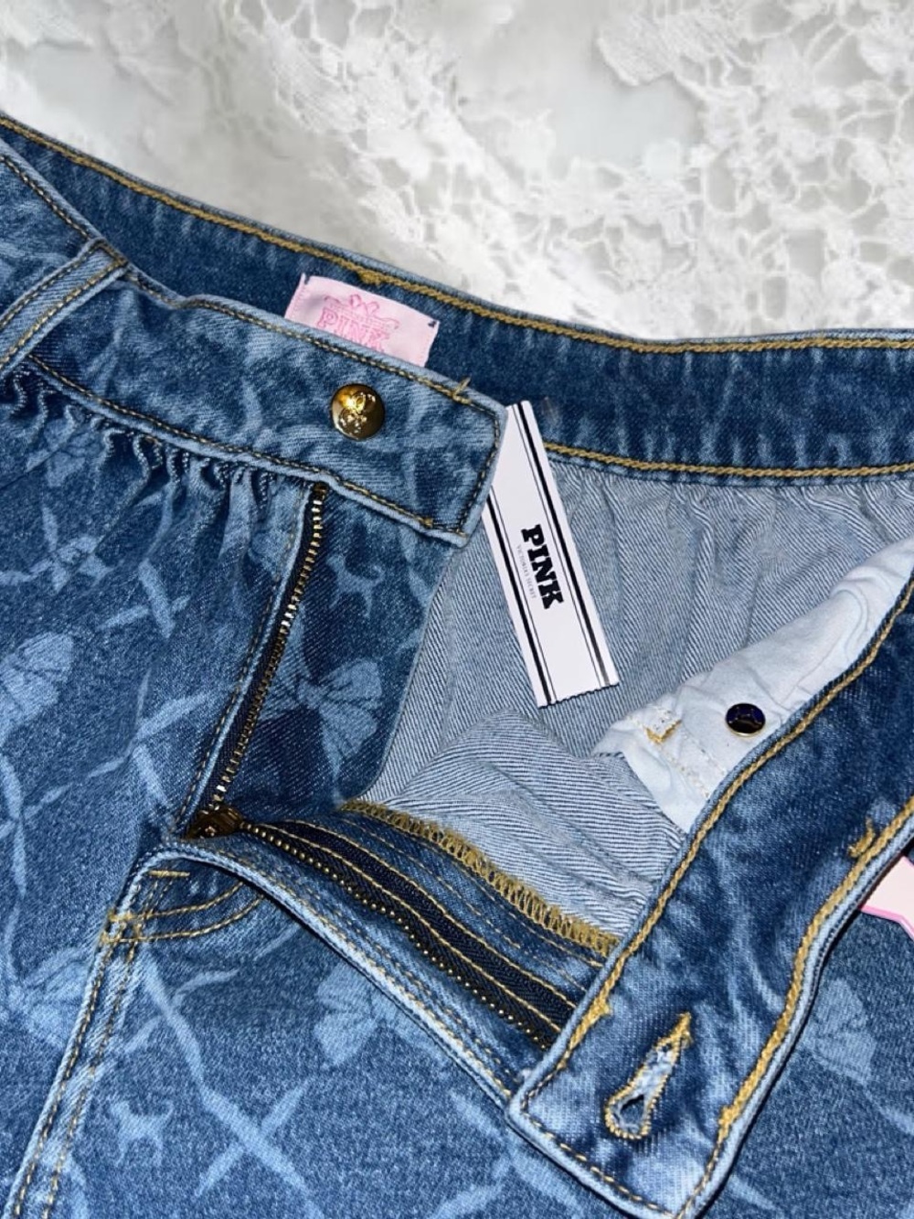 Victoria’s Secret PINK X LoveShackFancy Flirty Denim Skirt 🌸 - Picture 3 of 4